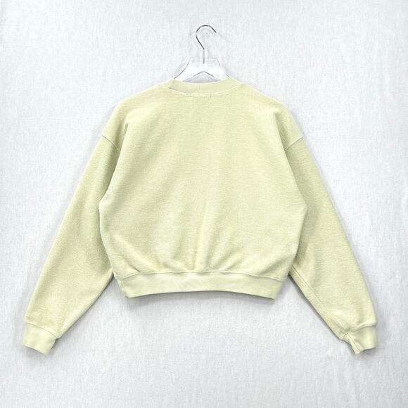 MADHAPPY Rainbow Cropped Crewneck Sweatshirt Womens Small Pale Green Pullover - Picture 3 of 15